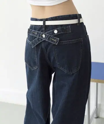 백 버튼 포인트 와이드 데님 une mansion