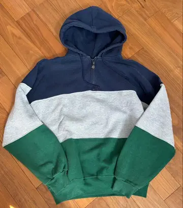 90s 러셀 하프 지퍼 후드티 Russell 리버스 맨투맨