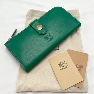 [ 미사용 새상품 ] 일비종떼 L자형 지퍼 장지갑 에메랄드 ( 그린 )