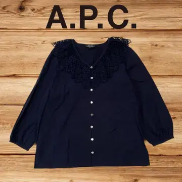 A.P.C. 아페쎄 레이스 칼라 블라우스 네이비 34 레어 새상품급