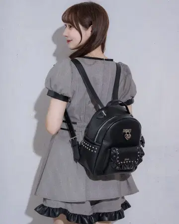 pium 하트 락 미니 백팩 블랙