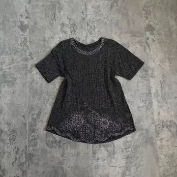 레트로 자수 에스닉풍 튜닉 클래시컬 모리걸 블랙 플라워