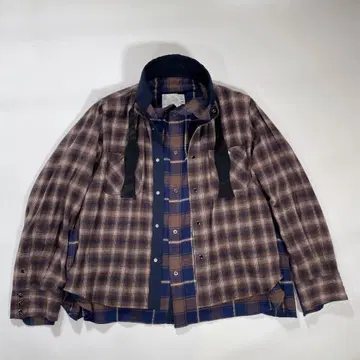 사카이 20ss 도킹 레이어드 체크 플란넬 셔츠 아야노 고 S