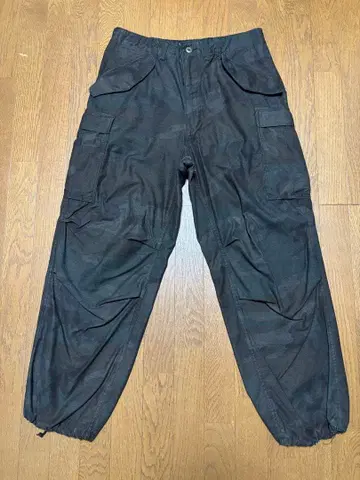 WAIPER 필드 카고 팬츠 우드랜드 카모 블랙 염색