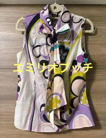 에밀리오 푸치 슬리브리스 리본 타이 블라우스 사이즈 M 이탈리아 구매