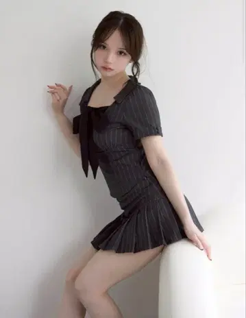 [ 미사용 새상품 ] Robin ribbon set up gray s