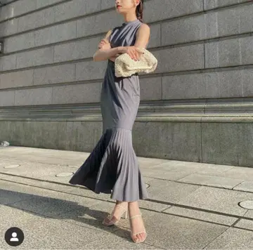 L'Or 롤 머메이드 플리츠 드레스 원피스