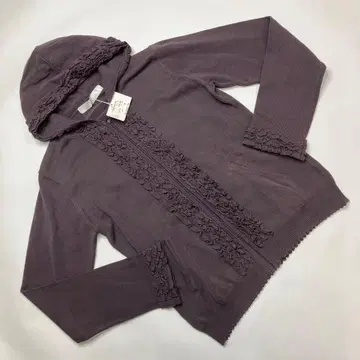 [ 미사용 새상품 ] 핑크하우스 피코프릴 집업 후드 부착 니트 가디건