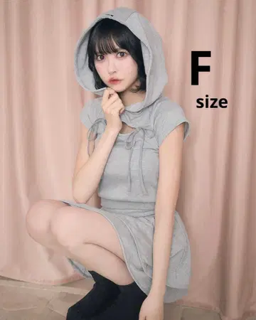 [ 택 포함 ] 미셸 마카롱 리본 후디 셋업 그레이 F 사이즈