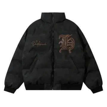 PC TOKYO 가죽 플락투르 로고 다운 자켓