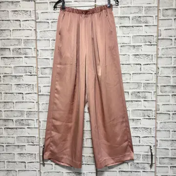 오메카시 와이드 팬츠 가우초 팬츠 핑크 드로 코드