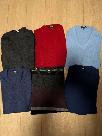 (새상품급) 유니클로/UNIQLO 메리노울 니트 스웨터 6개 세트