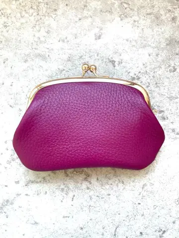 모자 가마구치 미니 지갑 소가죽 그레이프