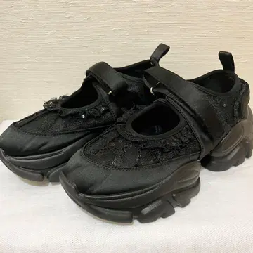 merry jenny 레이스업 발레 스니커즈 블랙 M 사이즈