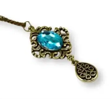아쿠아 마린 앤틱 골드 체인 목걸이