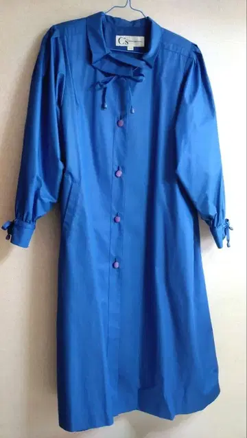 캐논 크리에이션 트렌치코트 블루 파랑 스프링 코트 리본 보라색