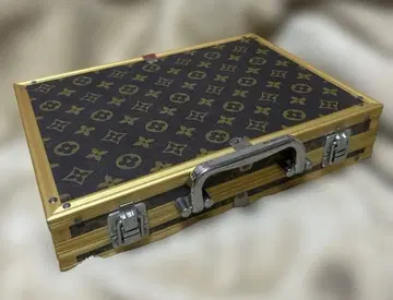 빈티지 모노그램 패턴 마작패 케이스 소품함 하드 케이스 골드 x 브라운