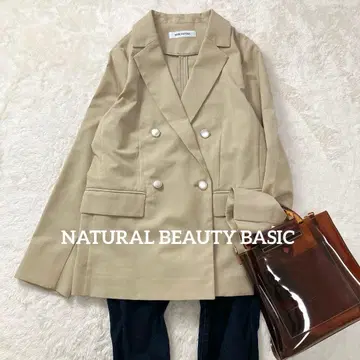 컨디션 최상 린넨 라이크 박스 더블 자켓 골드 버튼 베이지 봄옷 깔끔한