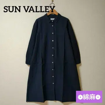 SUN VALLEY 선밸리 네이비 셔츠 원피스 A라인 린넨