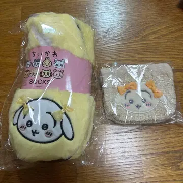 치이카와 (먼작귀) 토끼 리본 룸슈즈 티슈 파우치 세트