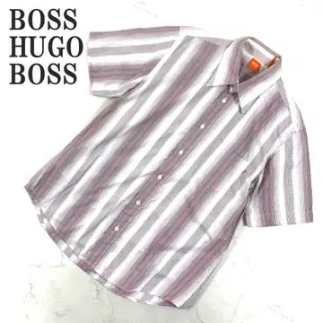 보스 휴고보스 반팔 셔츠 화이트 레드 화이트 코튼 100% C5554