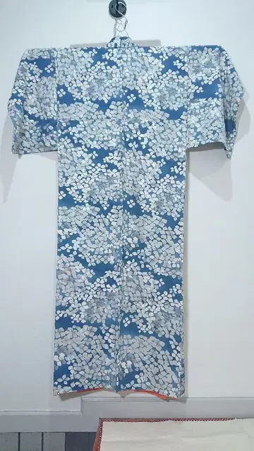 기모노 일본 의류 수국 패턴 파랑 코몬 Komon