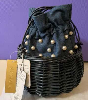 SALE 새상품 NOMADIS 노마디스 펄 장식 데님 바스켓 백