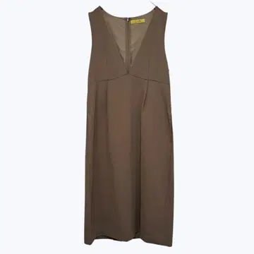 에프 바이 로쏘 V넥 I라인 원피스 브라운 롱 기장 백 슬릿