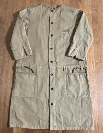 카이세이도 브라운 버튼 달린 롱 셔츠