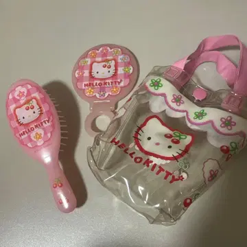 헤이세이 레트로 헬로키티 미니 거울 & 헤어 브러쉬 1999년