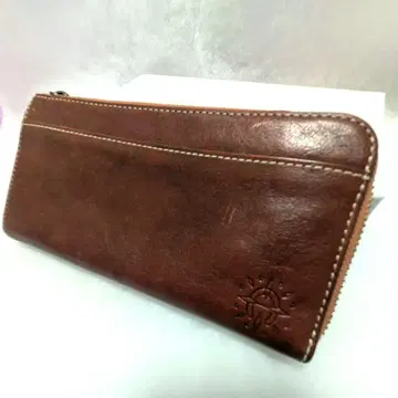 Dakota 다코타 가죽 장지갑 L자 지퍼 브라운 말발굽 패턴