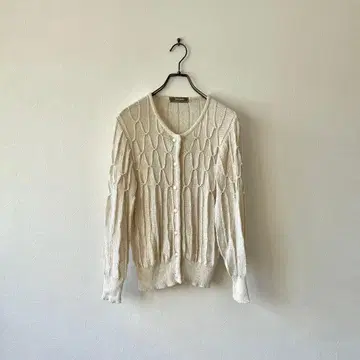 빈티지 일본제 꽈배기 니트 가디건 펄 린넨 코튼 레트로 M