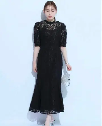 마이 스트라다 샴브레이 레이스 머메이드 드레스 38 블랙