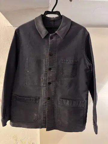 50's 몰스킨 프렌치 워크 자켓 퍼플네이비 페이드