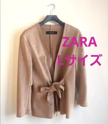 새상품급 자라 L 노카라 자켓 페이크 스웨이드 베이지