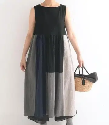 디지 와이 D*g*y 코튼 와셔 블록 컬러 원피스