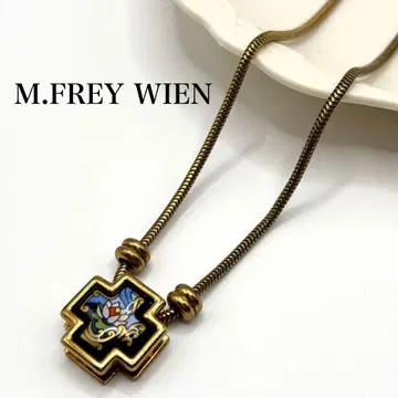 [레어] M.FREY WIEN 에나멜 목걸이 크로스 수련 금채