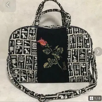 천 보스턴백 직조 무늬 장미 자수 2way 가벼운 대용량