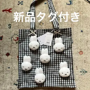 택 포함 새상품 merry jenny 깅엄 복슬복슬 miffy 토트 블랙