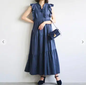 COCO DEAL 코코딜 트위드풍 프릴 아지메 디자인 원피스