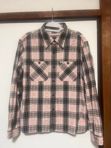 Flat Head 플랫 헤드 체크 셔츠 블랙 x 핑크