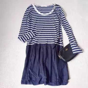 사카이 럭 보더 도킹 원피스 마린 프렌치 캐주얼 2