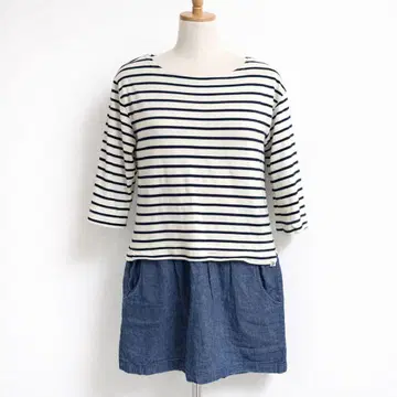 [ 새상품급 ] PINK HOUSE BLUE 데님 절개 원피스