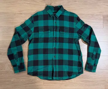 럭키 브랜드 플란넬 셔츠 버팔로 체크 그린 블랙 녹색 검정 M