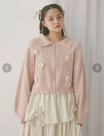 새상품 merry jenny 꽃 피운 zip 니트 가디건