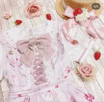 LIZLISA Salon de Fraise 패턴 셋업 핑크 리본 없음