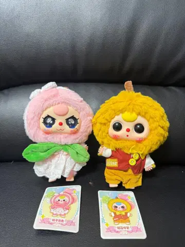 베이비 쓰리 봉제 인형, 2개 세트 (두리안, 복숭아) 캐릭터