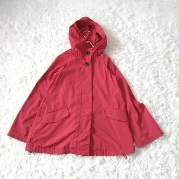 2way 후드 부착 플레어 마운틴 파카 F 히든 버튼 드로우 코드 레드