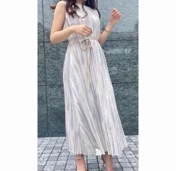 anuans 뉴앙스 패턴 와셔 플리츠 원피스