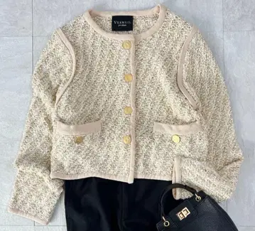 베르메일 파 이에나 트위드풍 니트 가디건 골드 버튼 최근